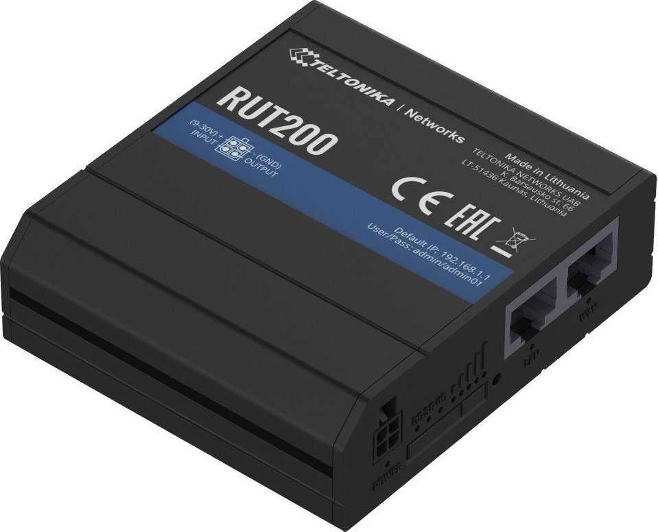 Teltonika | LTE Cat 4 Maršrutizatorius | RUT200 | 802.11n | 10/100 Mbit/s | Ethernet LAN (RJ-45) jungtys 2 | Mesh Support No | MU-MiMO No | No mobile broadband