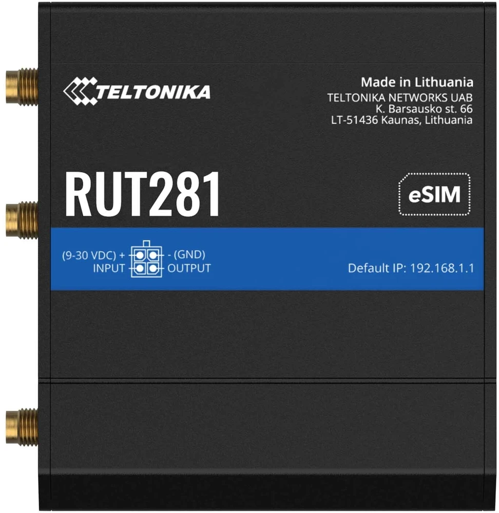 Teltonika RUT281 - LTE Cat4 maršrutizatorius - eSIM WiFi dvigubas Ethernet pasaulinis 150/50 Mbps