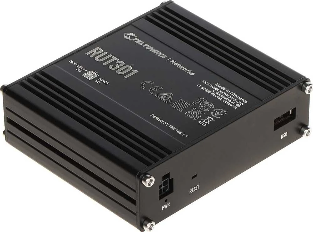 Teltonika | Ethernet Maršrutizatorius | RUT301 | No Wi-Fi | 10/100 Mbit/s | Ethernet LAN (RJ-45) jungtys 5 | Mesh Support No | MU-MiMO No | No mobile broadband