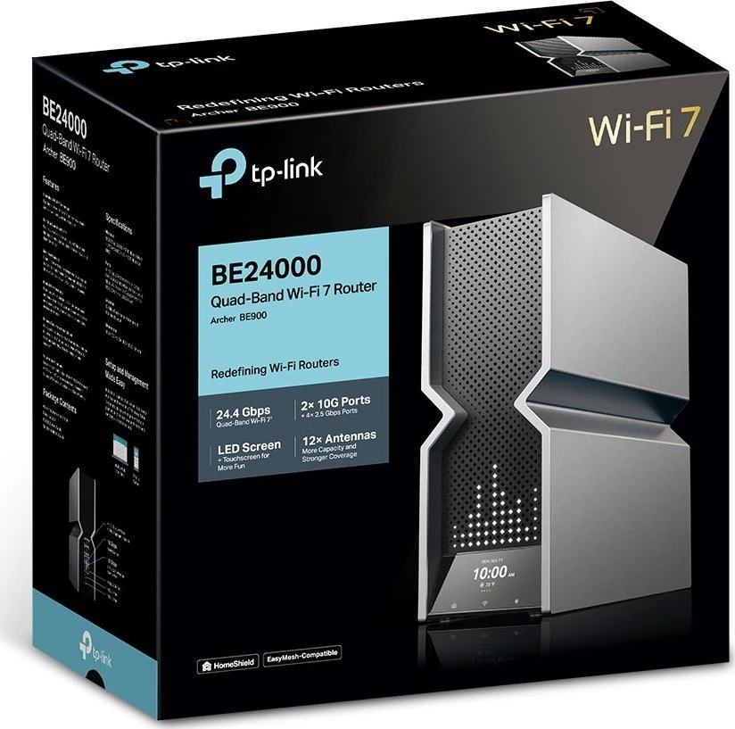 Maršrutizatorius - TP-LINK Archer BE900 Quad-Band Wi-Fi 7 24,000 Mbps Juodas