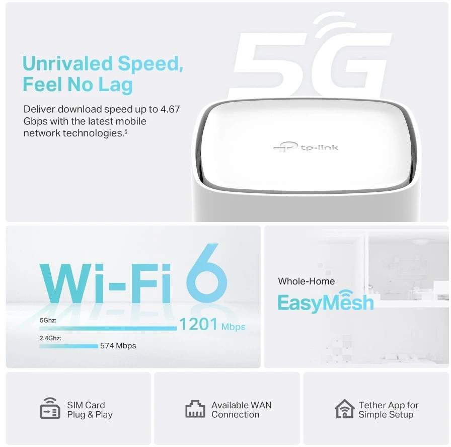 Maršrutizatorius TP-Link Archer NX210 | 5G AX1800 Dual-Band Gigabit, bevielis