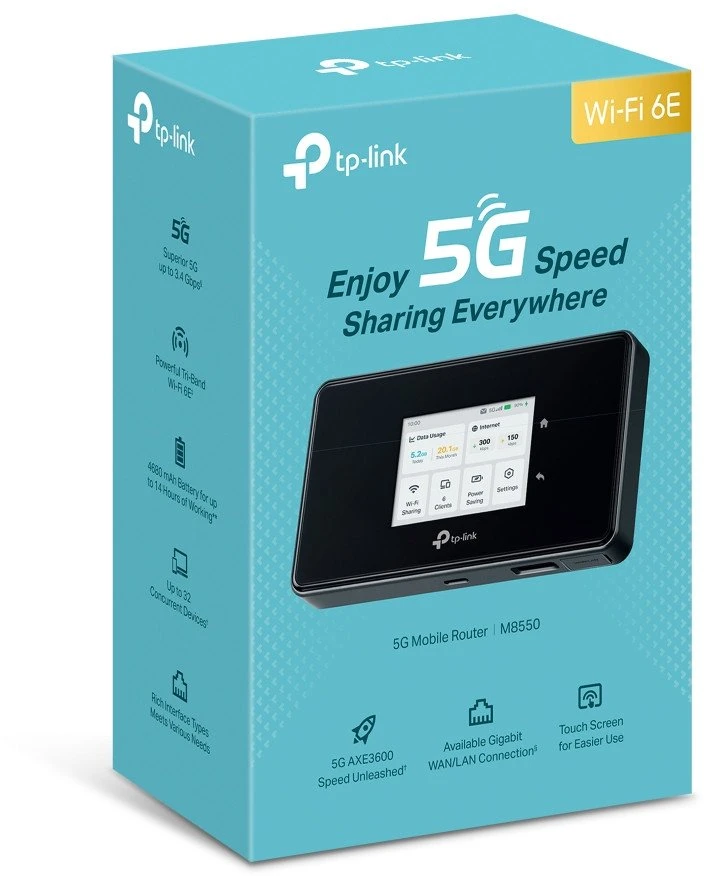 Maršrutizatorius TP-LINK | 5G mobilusis „Wi-Fi“ M8550 | M8550 | 802.11ax | Tinklo palaikymas: Ne | MU-MiMO: Ne | 5G
