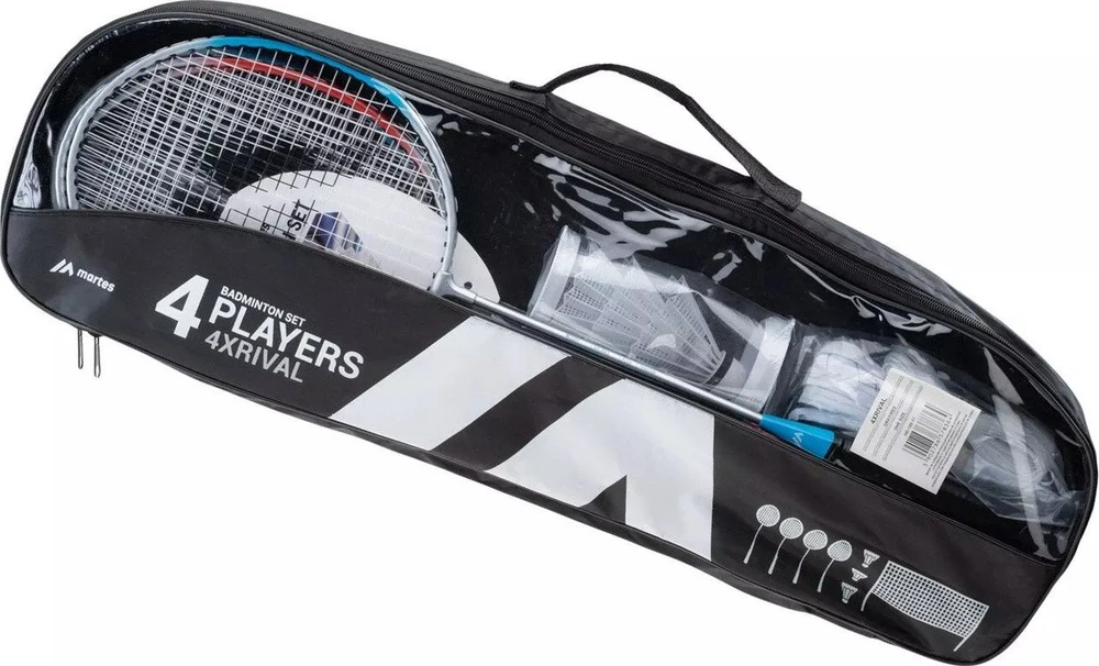 Badmintono rinkinys 4XRIVAL su patogiu transportavimo krepšiu