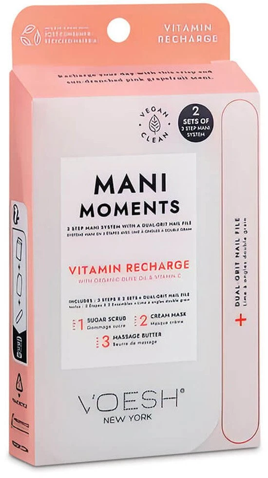 Voesh „Mani Moments Duo“ 2 rinkiniai 3 žingsnių vitaminų atgaivinančiam manikiūrui