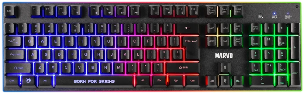 Marvo LOOT 40 komplektas klaviatūra su laidu (USB) CZ/SK, juoda pelė dla gracza, podkładka, klaviatūra, podświetlona