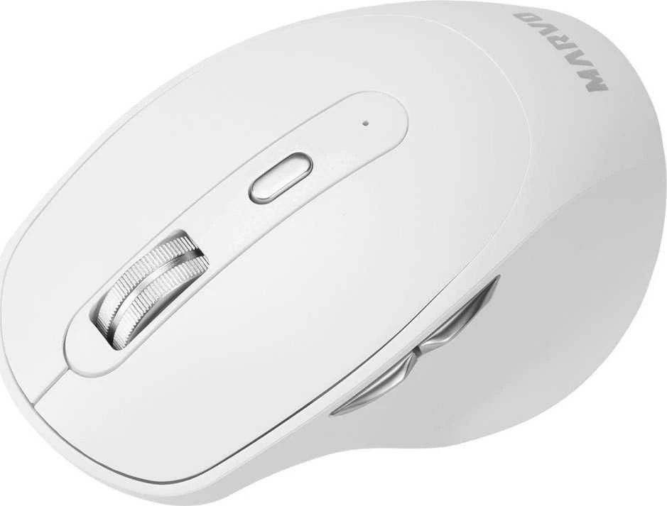 Pelė Marvo Pelė WM106W WH, 1600DPI, Bluetooth a 2,4GHz, optinė, 6kl., belaidė, balta, įmontuotas akumulator, biurowa, cicha, DUA