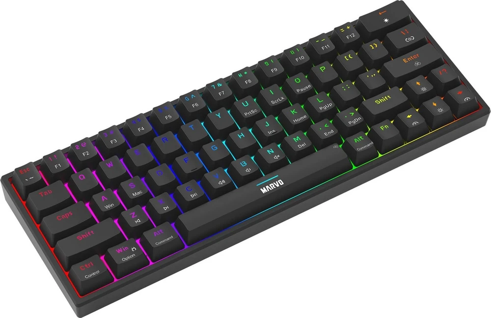 MARVO KG955 Shogo 63 RGB Laidinė žaidimų klaviatūra | USB-C | Juoda, 60%