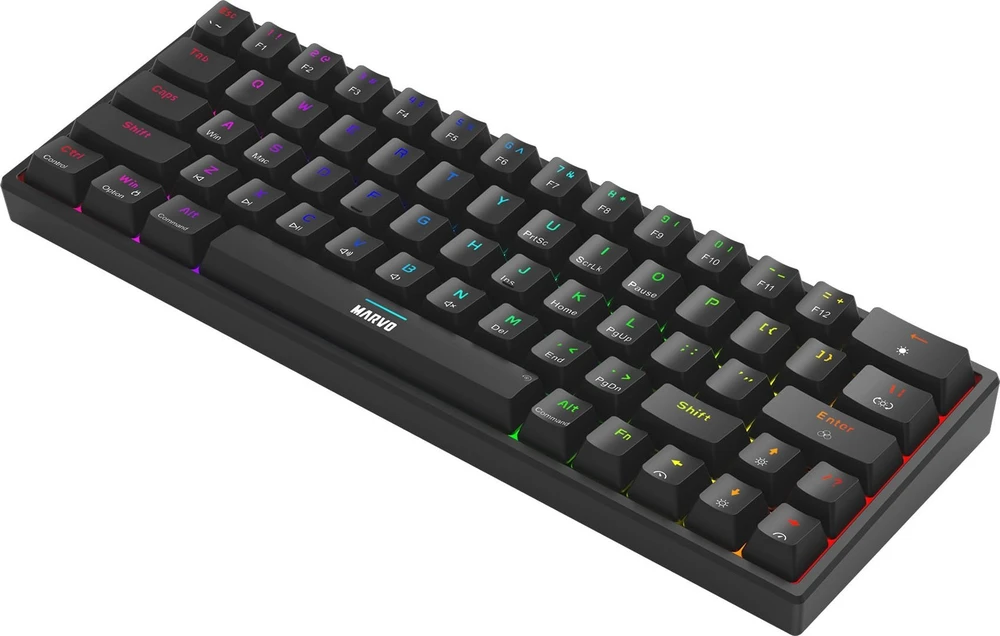 MARVO KG955 Shogo 63 RGB Laidinė žaidimų klaviatūra | USB-C | Juoda, 60%