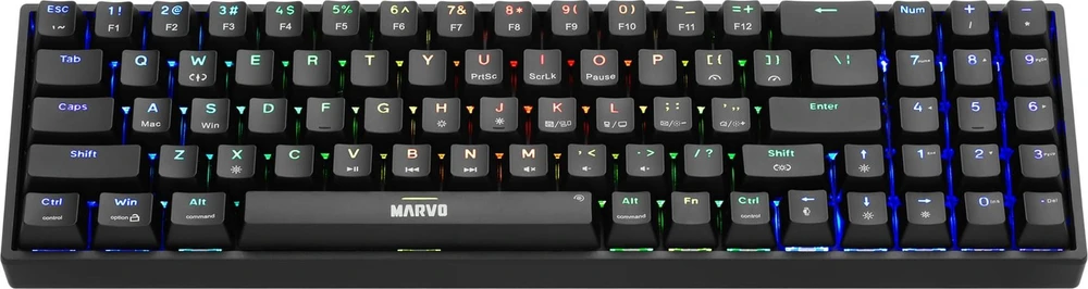 MARVO KG956 Shogo 78 RGB Laidinė žaidimų klaviatūra | USB-C | Juoda, 75% TKL
