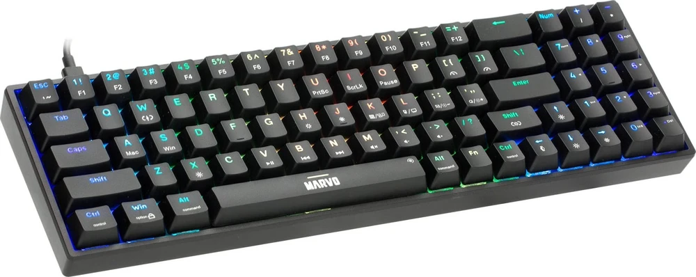 MARVO KG956 Shogo 78 RGB Laidinė žaidimų klaviatūra | USB-C | Juoda, 75% TKL
