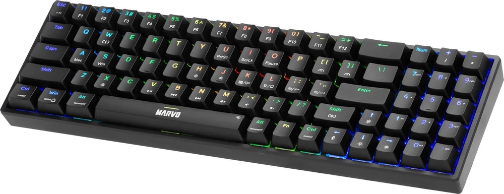 MARVO KG956 Shogo 78 RGB Laidinė žaidimų klaviatūra | USB-C | Juoda, 75% TKL
