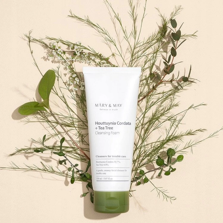 MARY & MAY Houttuynia Cordata + Tea Tree Cleansing Foam valomosios veido putos probleminei odai, 150 ml