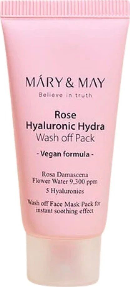 MARY & MAY Valomoji kaukė su rožių ir hialurono rūgštimi „Hydra Wash Off Pack“, 30 g