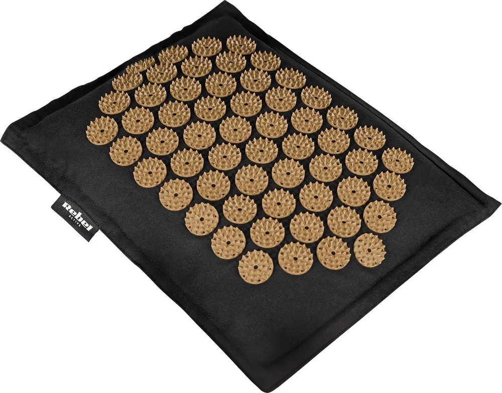 Mata EKO kilimėlis su akupresūros smaigaliais ir pagalve, 130x50cm, XXL, auksiniai smaigaliai, Rebel Active