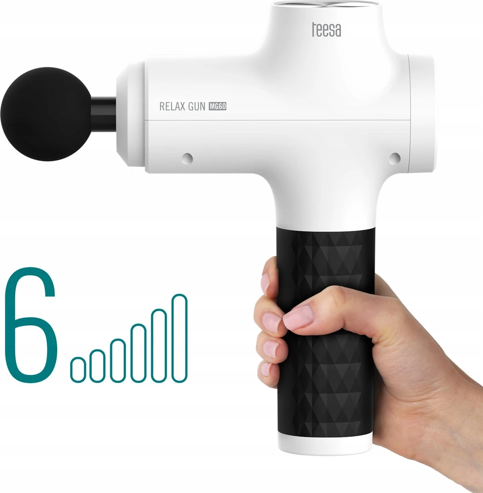 TEESA RELAX GUN MG60 masažo pistoletas, 8 priedai, baltas