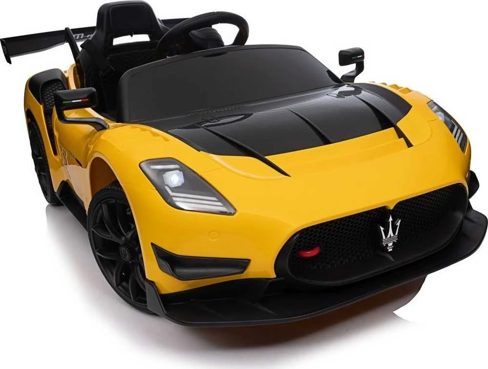 Vaikiškas elektrinis Maserati MC20 GT2 automobilis su nuotoliniu valdymu, 3 greičiai, juodas odinis sėdynė