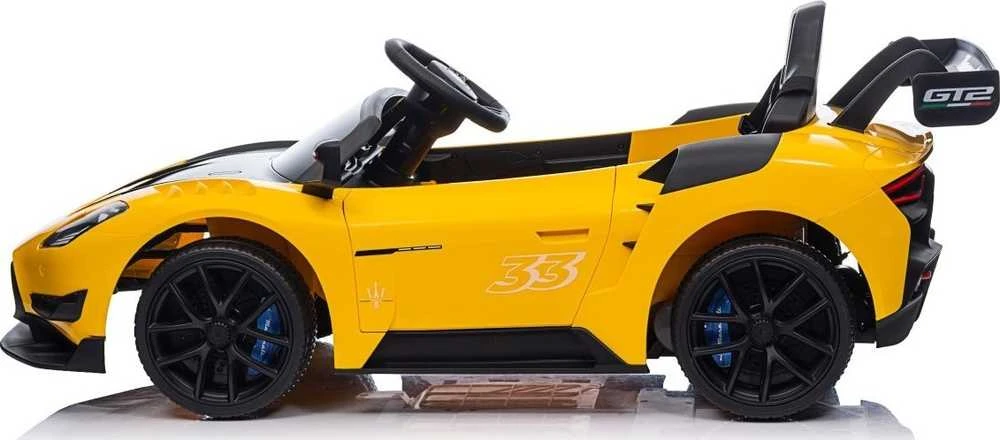 Vaikiškas elektrinis Maserati MC20 GT2 automobilis su nuotoliniu valdymu, 3 greičiai, juodas odinis sėdynė