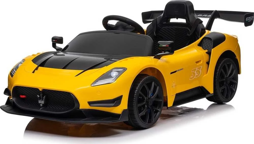 Vaikiškas elektrinis Maserati MC20 GT2 automobilis su nuotoliniu valdymu, 3 greičiai, juodas odinis sėdynė