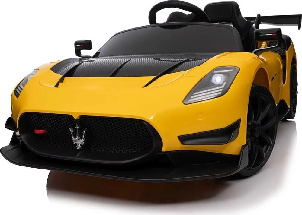 Vaikiškas elektrinis Maserati MC20 GT2 automobilis su nuotoliniu valdymu, 3 greičiai, juodas odinis sėdynė