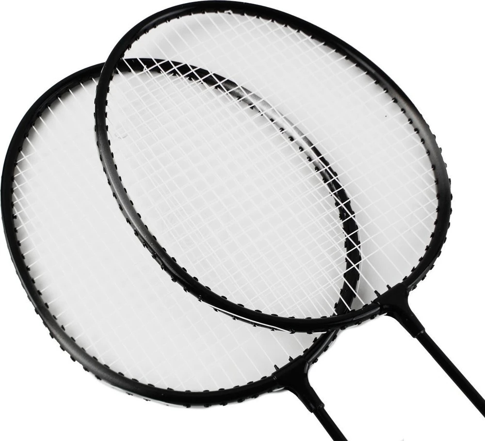 Badmintono raketės juodu rėmu, komplektas