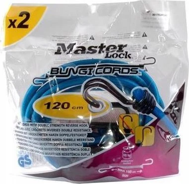 Master Lock Masterlock 2 tvirtinimo gumų komplektas su kabliukais, 120cm, mėlyna