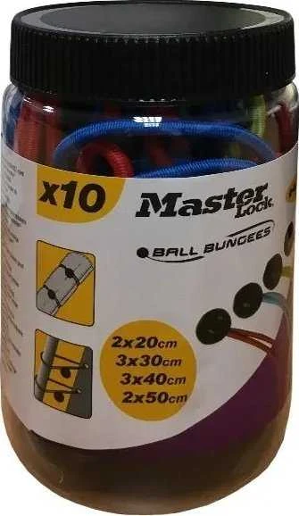 Masterlock MASTER LOCK 10 tvirtinimo gumų komplektas su rutuliuku, 2x20, 3x30, 3x40, 2x50cm