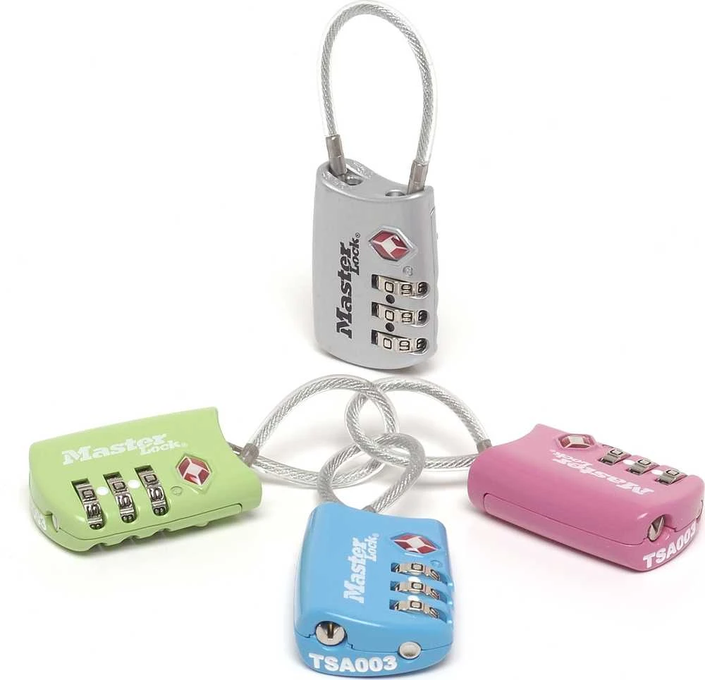 Master Lock Pagrindinis užraktas, kombinuotas bagažo užraktas, spalvų asorti TSA 4688EURD