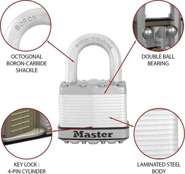 Master Lock „MasterLock“ pagrindinės spynos spyna, 9 saugumo lygis, M5EURDCC
