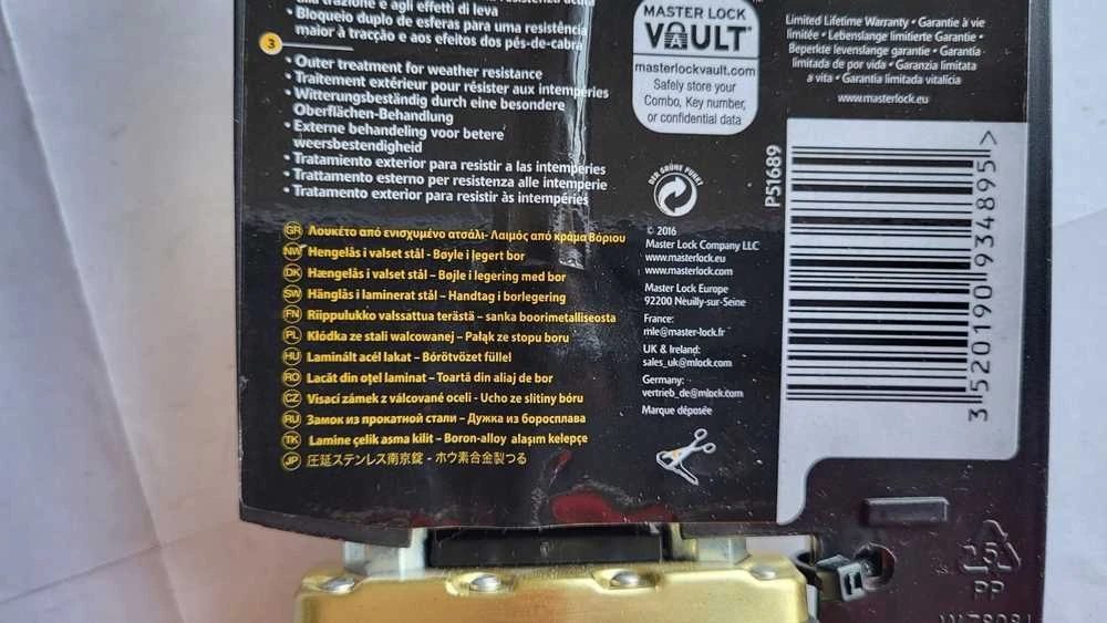 „MasterLock Master Lock“ spyna, pagaminta iš laminuoto plieno (64 mm), M15BEURDLF