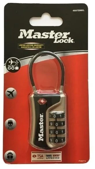 MasterLock MASTER LOCK TSA spynos su kodu Nickel, 9,3x3,6x1,5 cm (4697EURDNKL)