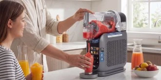 Ledų gaminimo aparatas Domo 2 viename ledų ir gėrimų slush tipo Humanas DualChill - pilka