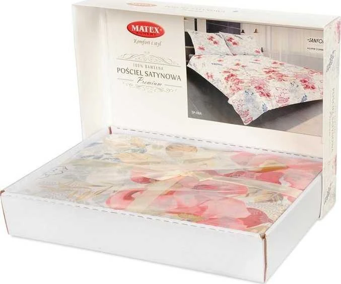 Patalynės komplektas Matex Patalynė atlasas 140x200 Kinijos gėlės baltas kamuolys 08A Premium