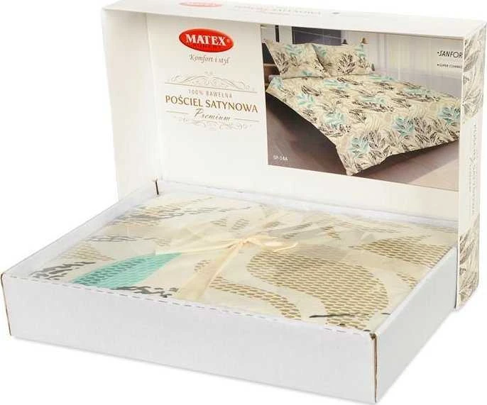 Matex Patalynė atlasas 160x200 14A Premium Vigo Gėlių lapai smėlio sp. mėtų
