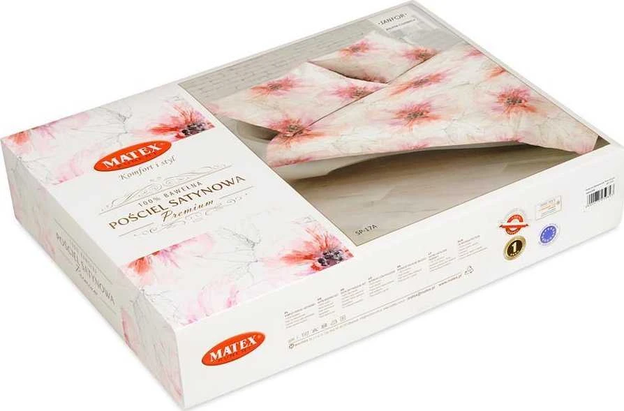 Patalynės komplektas Matex Patalynė satynowa 160x200 17A Premium Laudena kwiaty rožinė jasna