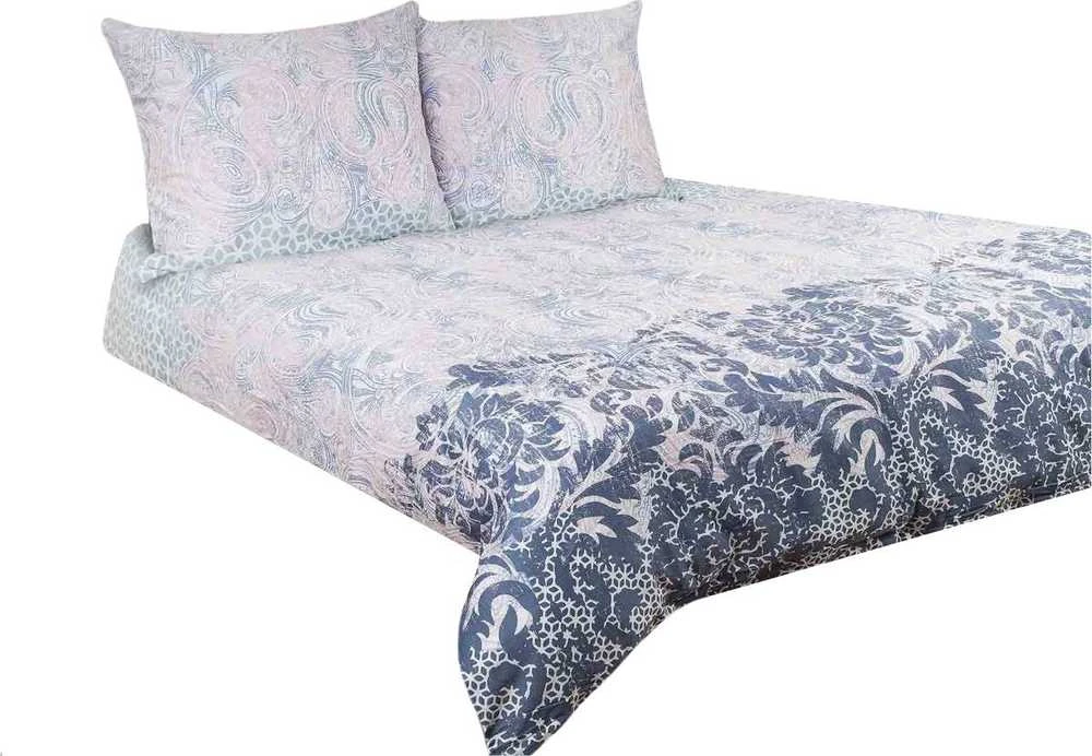 Patalynės komplektas Matex Patalynė satynowa 160x200 01A Premium pudrowa rožinė balta pilka tamsiai mėlyna