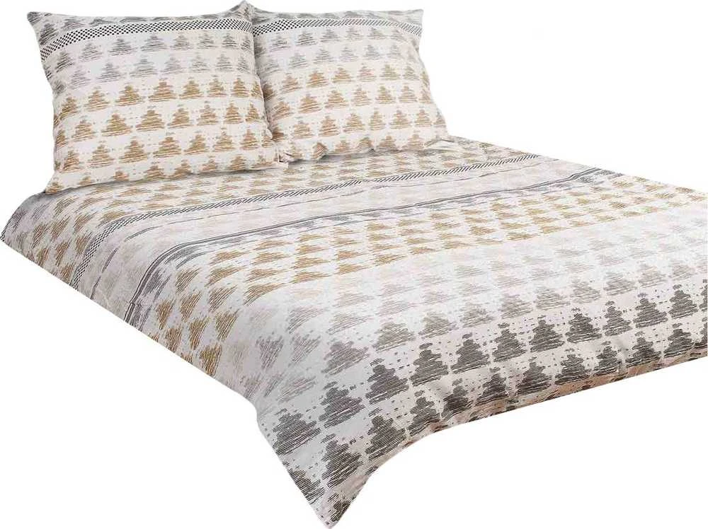 Patalynės komplektas Matex Patalynė satynowa 160x200 04A Premium balta pilka juoda smėlio sp. mix trójkąty