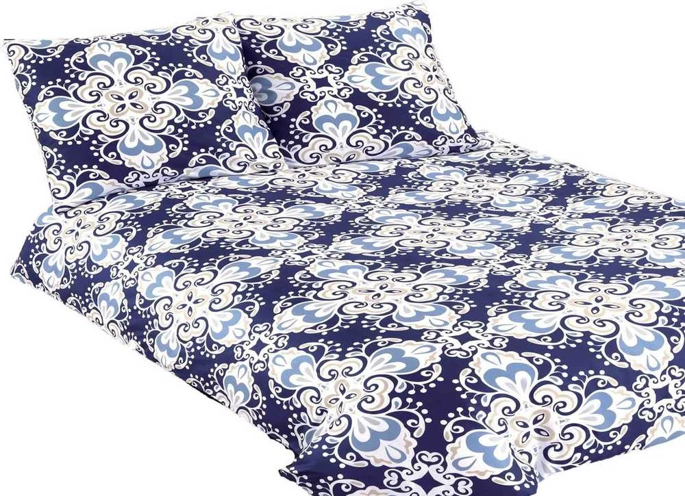 Patalynės komplektas Matex Patalynė satynowa 160x200 ornamenty tamsiai mėlyna balta 10A Premium