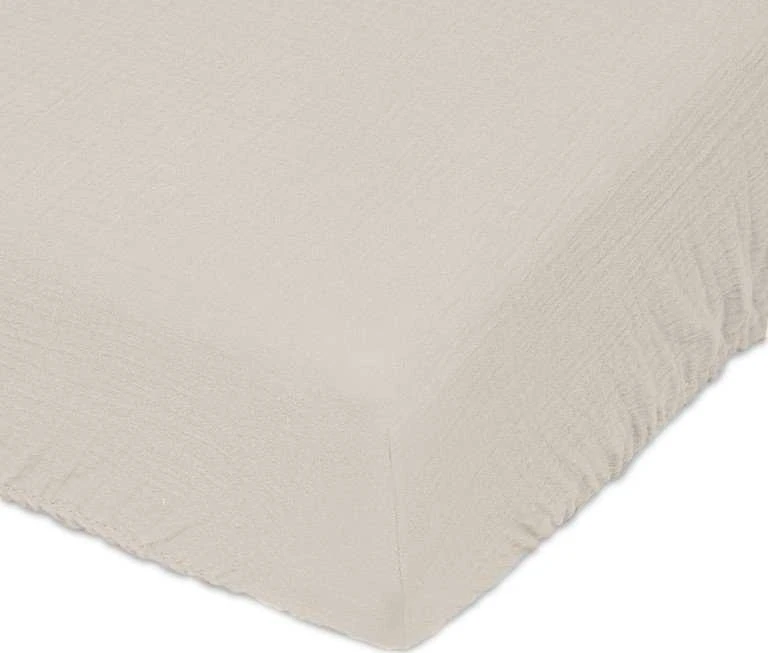 Matex Smėlio spalvos muslino paklodė su guma 90x200 cm, minkšta medvilninė paklodė, nesiglamžanti patalynė, elastinė paklodė, kvėpuojanti patalynė