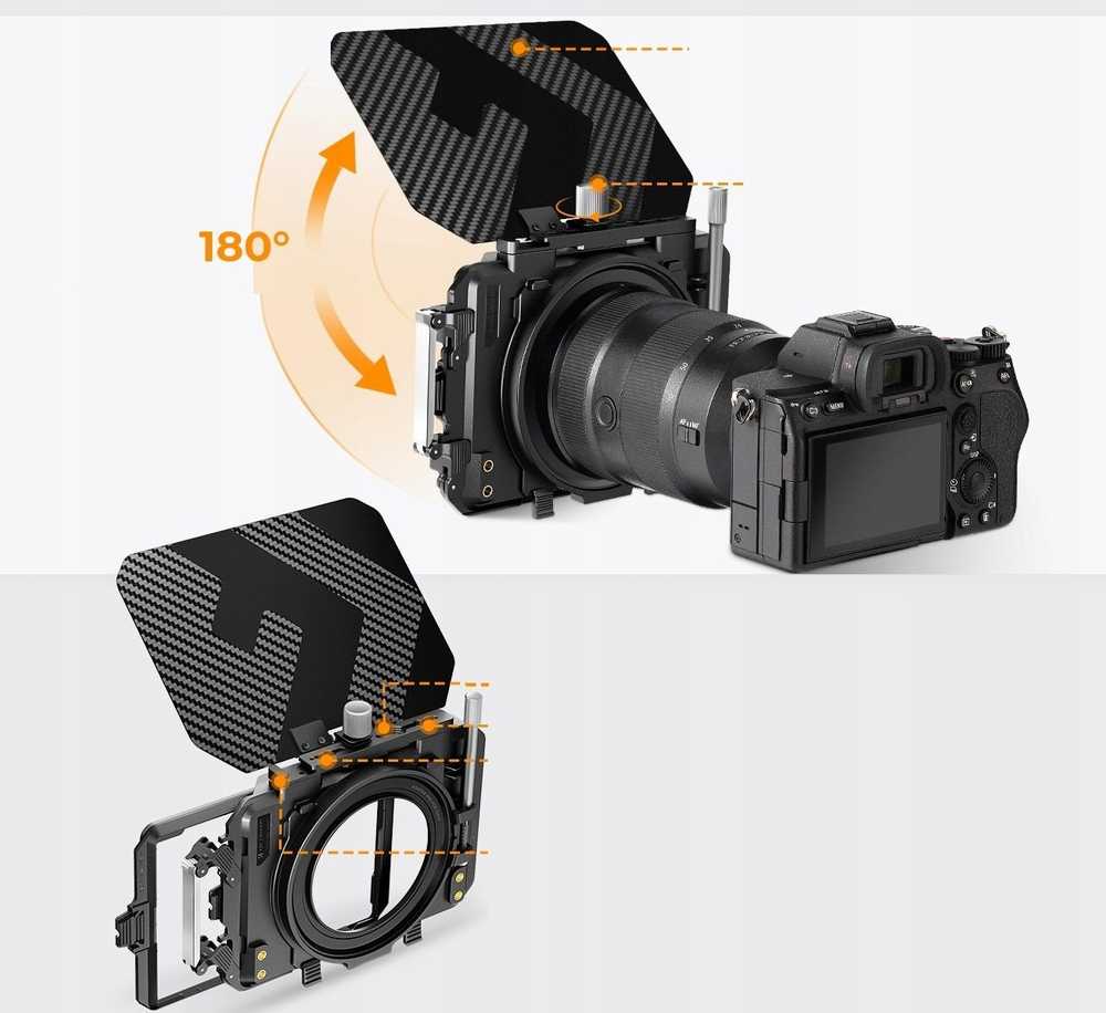 Objektyvo gaubtas Kf Matte Box, gaubtas nuo saulės objektyvui 67-95 mm fotoaparatui ir kamerai K&F / Sku.2364v1