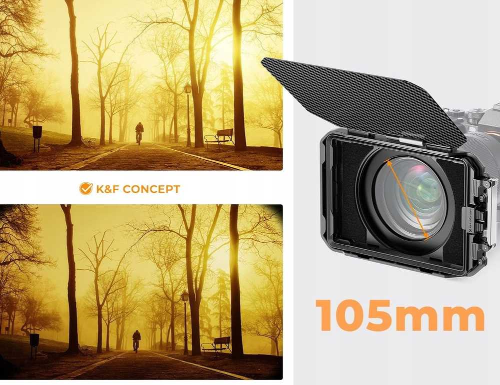 Objektyvo gaubtas Kf Matte Box, gaubtas nuo saulės objektyvui 67-95 mm fotoaparatui ir kamerai K&F / Sku.2364v1