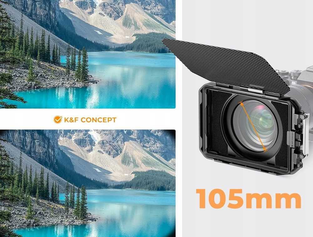 Objektyvo gaubtas Kf Matte Box, gaubtas nuo saulės objektyvui 67-95 mm fotoaparatui ir kamerai K&F / Sku.2364v1