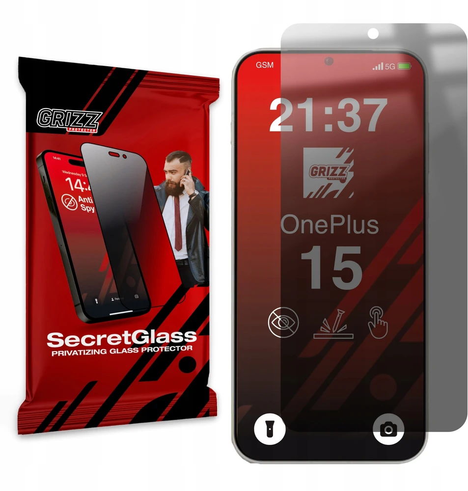 GrizzGlass Matinis privatumo stiklas GrizzGlass SecretGlass skirtas OnePlus 15