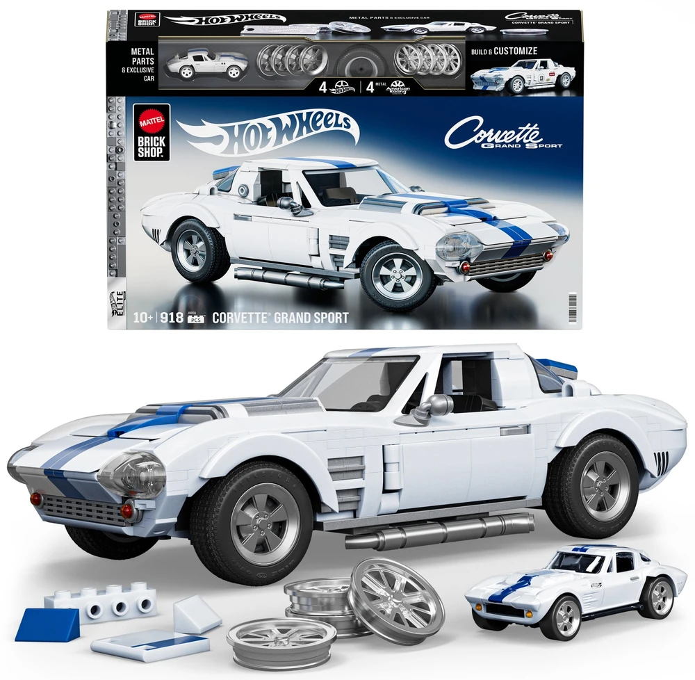 MATTEL BRICK SHOP HOT WHEELS konstruktorius – Corvette Grand Sport (JGR31)