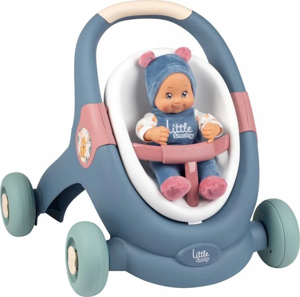Smoby Vaikų Paspirtukas 3in1 Vežimėlis + Mergaitė Bobas