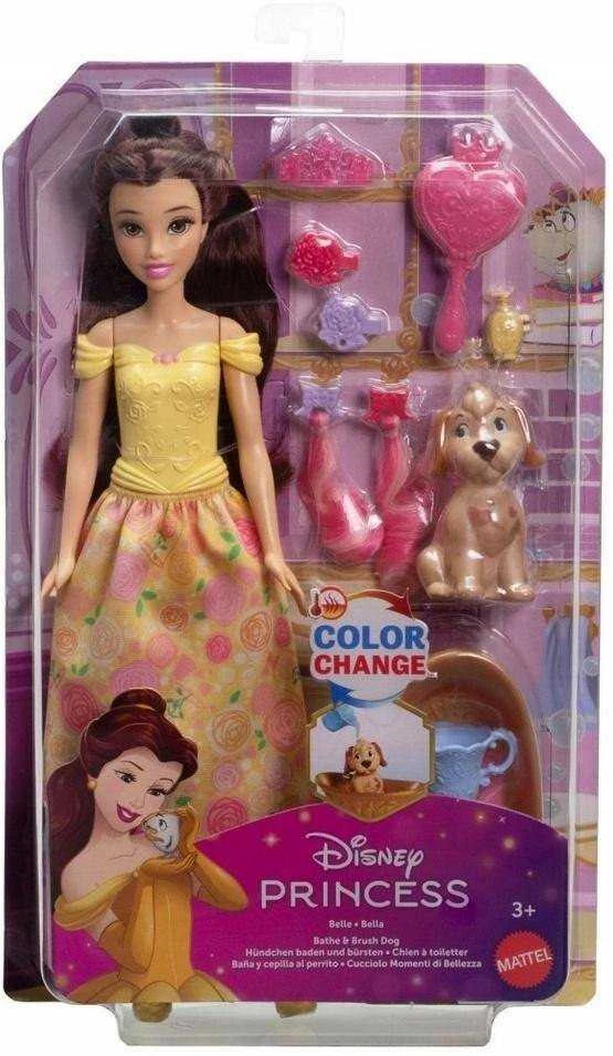 Mattel Lėlė Disney princesė Bella su šuniuku ir vonios rinkinys