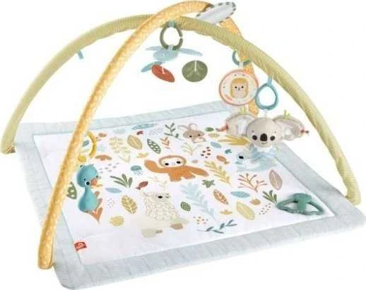 Mattel Fisher-Price Simply Senses naujagimio mankštos kilimėlis su 6 sensoriniais žaisliukais