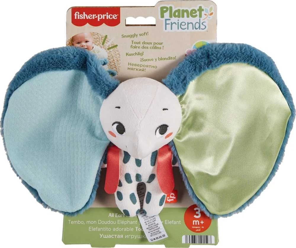 Mattel Fisher Price sensorinis dramblys pliušinis žaislas su didelėmis ausimis ZA6044