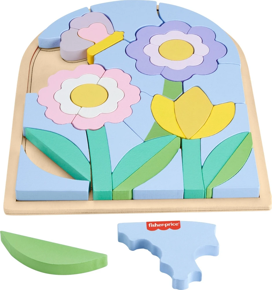Mattel FISHER-PRICE medinė dėlionė – Gėlės (HXT97)