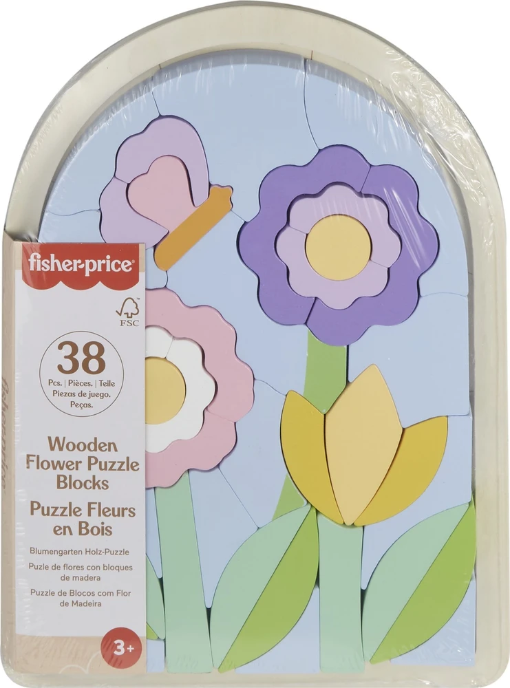 Mattel FISHER-PRICE medinė dėlionė – Gėlės (HXT97)
