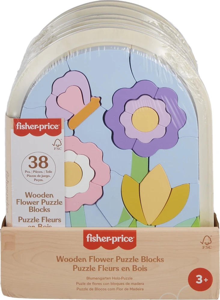 Mattel FISHER-PRICE medinė dėlionė – Gėlės (HXT97)
